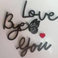 Set de decoración de manualidades de madera Love Bye You mariposa corazón adornos - Estilo de mariposa con letras sin puntos de pegamento