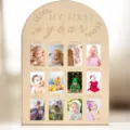 Cadre photo en bois pour nouveau-né, premier an, affichage de la croissance de bébé, mémorial. - Style 6