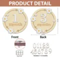 Wooden baby monthly milestone cards set with interchangeable numbers and daisy design details. - Double-Sided Milestone Cards