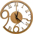 Artistic wooden wall clock with unique carved Roman and Arabic numerals for modern home decor. - 11.5 Inches