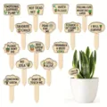 Set etichette per piante in legno, simpatici segnapassi per succulente, picchetti da giardino. - 15 pezzi