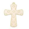 Pendentif de croix en bois non fini avec motif à pois pour bricolage peinture et déco maison. - Croix Ronde Gaufrée (LT350-2) / 1 Pièce