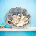 Scatola espositore per conchiglie in legno contenitore portaoggetti da spiaggia con conchiglie - 15.5 x 17.7 cm / Grigio