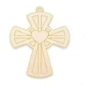 Pendentif croix en bois non fini avec motif cœur, idéal pour peinture DIY, décoration maison. - Croix Relief Cœur (LT350-4) / 1 Pièce