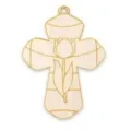 Pendentif croix en bois brut avec motif tulipe pour peinture DIY et déco SKU - Croix Sculptée Tulipe (LT350-5) / 1 Pièce