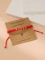 Red braided Morse code number bracelet with gold metal beads, handmade style gift jewelry. - Morse Code 0 Red Flat Knot Cord Bracelet with Card