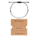 Adjustable wax cord Morse code bracelet with silver beads and greeting display card - Morse Code Style A / Silver