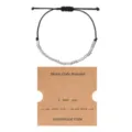 Adjustable black wax cord Morse code bracelet with metal beads and message card for daily wear. - Morse Code Style B / Silver
