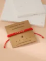 Red braided Morse code number 4 bracelet with stainless steel beads stylish handmade couple jewelry - Morse Code 4 Red Braided Bracelet with Card