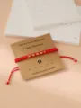 Red braided Morse code number 9 bracelet with minimalist card packaging for daily wear - Morse Code 9 Red Flat Knot Bracelet with Card