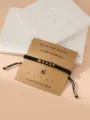 Morse code bracelet minimalist black braided rope lucky number six gold bead fashion jewelry gift - Morse Code 6 Black Flat Knot Cord Bracelet with Card