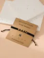 Morse code bracelet black braided cord with gold beads lucky number 8 handmade jewelry - Morse Code 8 Black Flat Knot Cord Bracelet with Card