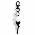 Sports style football keychain with black metal clasp and silicone beads for bags or keys. - Football