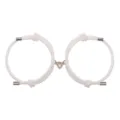 Wit koppel magnetisch hart gevlochten touw armband bijpassende minimalistische sieraden set - Hart Wit Paar