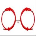 Bijpassende magnetische hart rode touw koppel armband set, verstelbare geweven legering stijl. - Hart Rood Paar