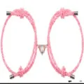 Roze gevlochten koppel armbanden met magnetische hart sluiting passende sieraden voor partners - Hart Roze Paar