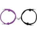 Set van koppel magnetische hart armbanden, paars en zwart gevlochten touw bijpassende sieraden. - Hart Paars en Zwart Paar