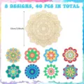 Tranches de mandala en bois non finies kit de bricolage avec 8 motifs pour déco murale - Groupe 2 (paquet unique)