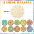 Tranche de mandala en bois brut decoration murale DIY 20cm avec option de marqueurs - Groupe 7 (paquet unique)