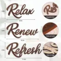 Set di cartelli da parete in legno Relax Renew Refresh Bagno Decorazione da appendere chic - modello 2