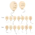 Wooden baby milestone balloon monthly cards newborn photography props birthday celebration - Natural Wood Color