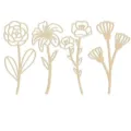 Ensemble de décoration murale fleurs sauvages en bois, découpes laser pour loisirs créatifs. - Style de Fleur 4 / 4 Pièces/Paquet