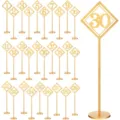Gold wooden table numbers 1-30 set with base, perfect wedding party table decor displays. - 1-10 Number Set / Gold