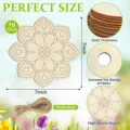 Découpes de mandala en bois brut lot de 10 tranches de bois de bricolage de 7 pouces avec corde - Style 12 (1 pièce)