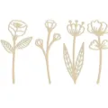 Wooden wildflower wall art cutouts set, natural wood botanical DIY home decor pieces. - Flower Style 5