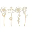 Wooden wildflower decor wood flower cutouts DIY home art floral decoration 4pcs - Flower Style 7