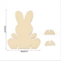 DIY Easter bunny wooden decoration craft unpainted wood cutout with base stands for kids art. - 10 Pieces (7x6x0.3cm)