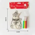 Christmas DIY wooden painting board toy for kids, creative animal graffiti craft with pens. - Polar Bear
