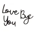 Letras cursivas de madera negra Love You Bye adorno decorativo para el hogar arte. - Set de 3 negro sin puntos de pegamento