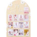Tableau photo en bois pour premier anniversaire de bébé, cadre d'affichage des jalons mensuels. - Style 8