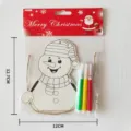 Ninos Navidad DIY madera muneco de nieve pintura tablero set con marcadores y cuerda. - Muñeco de nieve