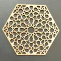 Sous-verre Hexagonal en Bois Creux Géométrique Sculpté Déco de Table DIY Ornement - Style Hexagone (LF303-3) / Couleur bois naturel