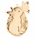 Suspension en bois en forme d'oeuf de Pâques avec lapin et papillon pour décoration. - Style B - triple couche