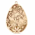 Pendentif œuf de Pâques en bois avec papillon et fleurs, idéal pour la décoration de fête. - Style C - triple couche