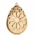 Pendentif oeuf en bois de Pâques tranche de bois peint bricolage fleur creuse décoration - Style E - triple couche