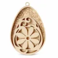 Ornement suspendu en œuf de Pâques en bois avec découpe de fleurs ajourées pour la fête. - Modèle H - 3 niveaux