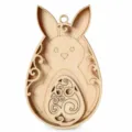 Pendentif en bois d'œuf de lapin de Pâques vierge bricolage peinture artisanat fête décoratif - Modèle I - 3 niveaux
