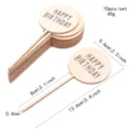 Ensemble de cake topper Joyeux Anniversaire en bois, 10 pièces rondes pour décoration de fête. - Décoration de Gâteau Ronde / Lot de 10 / Couleur bois naturel