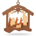 Wooden Nativity Christmas Hanging Ornament Religious Jesus Manger Scene Decoration - Style 1