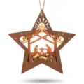 Wooden Christmas Nativity Star Hanging Ornament Religious Holiday Tree Decoration Gift - Style 2