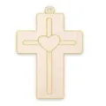 Pendentif croix en bois brut DIY artisanal peint décoration fête maison suspendu article - Croix Rainurée Cœur (LT350-6) / 1 Pièce