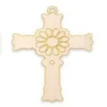 Pendentif croix en bois non fini bricolage peinture artisanat pour décoration fête maison - Croix Sculptée Florale (LT350-7) / 1 Pièce