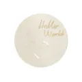 Wooden newborn milestone plaque engraved with Hello World and cute hand design for baby. - Style C 15cm