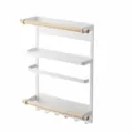 Detail du rangement lateral magnetique pour refrigerateur, dimensions, metal et bois. - S / Blanc