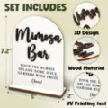 Wooden Mimosa Bar sign with stand for wedding party table decor 3D wood text rustic table centerpiece - Table Sign Style 2