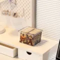 Boite de rangement transparente en acrylique pour cartes a jouer avec couvercle anti-poussiere - Couvercle Rabat Court Grand / Transparent